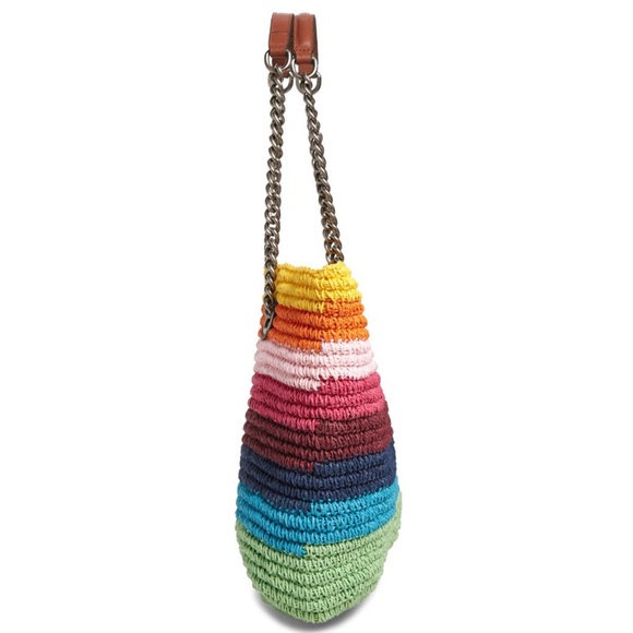 KURT GEIGER LONDON Large Chelsea Rainbow Raffia Open Top Convertible Tote Bag - Picture 5 of 5